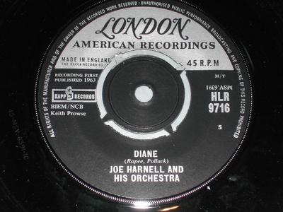 7inch Record JOE HARNELL & HIS ORCHESTRA - Diane  HLR9716 London Records, 1963 UK Jazz Used