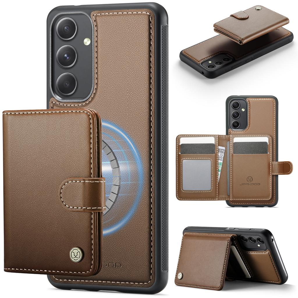 For Samsung Galaxy A54 5G Case JEEHOOD J09 RFID Blocking Card Holder Leather Back Phone Cover Magnetic Case