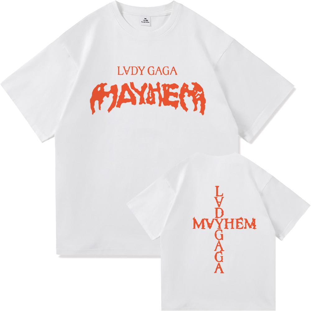 Lady Gaga Mayhem Tshirt 2025 New Album Fashion Men Summer Retro Harajuku High Quality Clothes Cotton Fan Tshirt