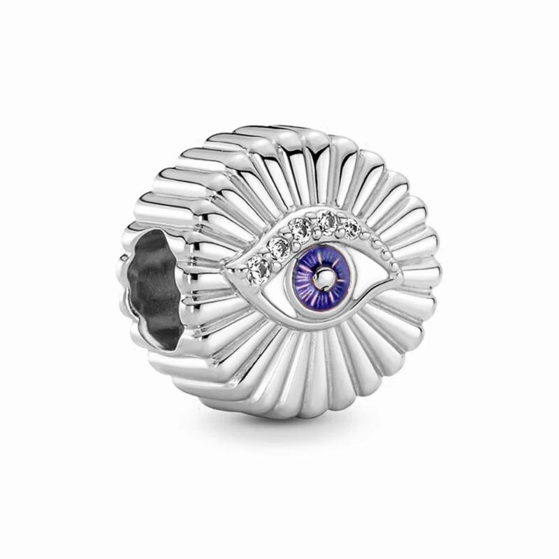 925 Silver Eye of Greece Devil Pendant Charm Bead for DIY Women Jewelry Bracelet Necklace