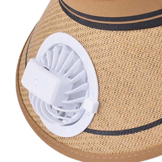 Cooling Fan Sun Hat with Adjustable Straps USB Rechargeable Battery Wide Brim for UV Protection Beach Hat