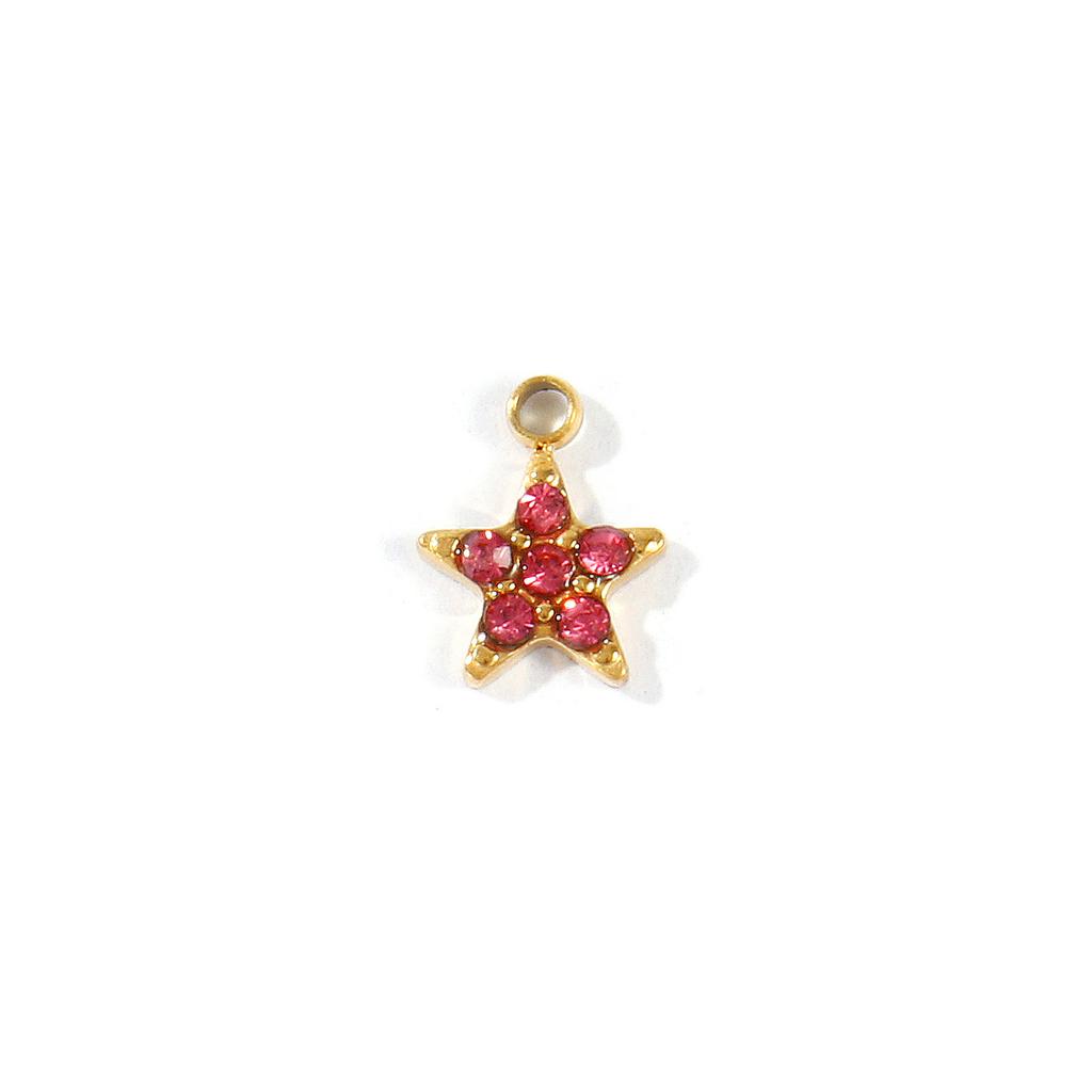 1 Piece Mini Flower Heart Star 304 Stainless Steel Charms Multicolor Cubic Zirconia 18K Gold Plated Pendant DIY Necklace Making