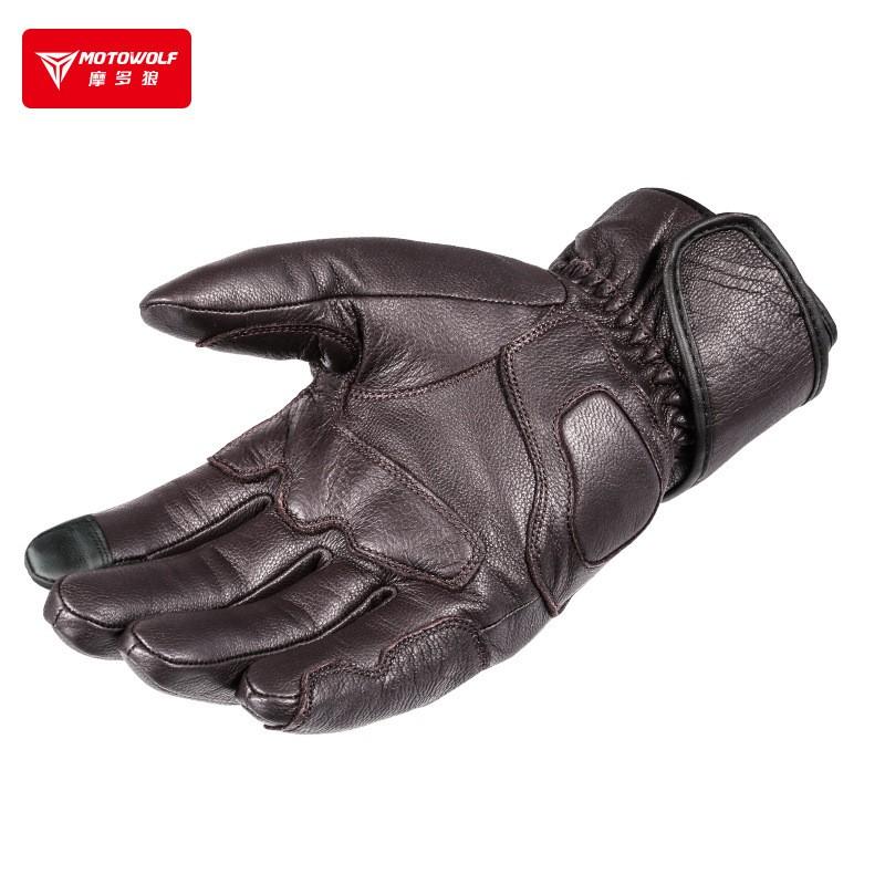 Motorcycle Riding Gloves Winter Warm Windproof Thick Fleece Lined Genuine Leather Safety Protective Gear Men
