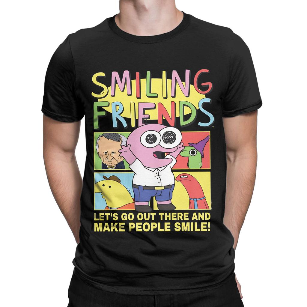Smiling Friend Make People Pim Funny Cartoon Novelty Graphic 100 Cotton TShirt Smiling Friends Season 2 Tees Tops For Unisex
