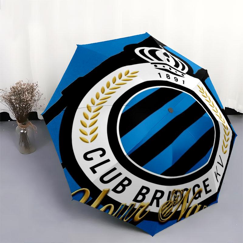 1 PC Automatic Folding Umbrella - Club Brugge KV Custom Name Pattern, Portable & Foldable Design with 8 Ribs, Christmas Birthday Gifts