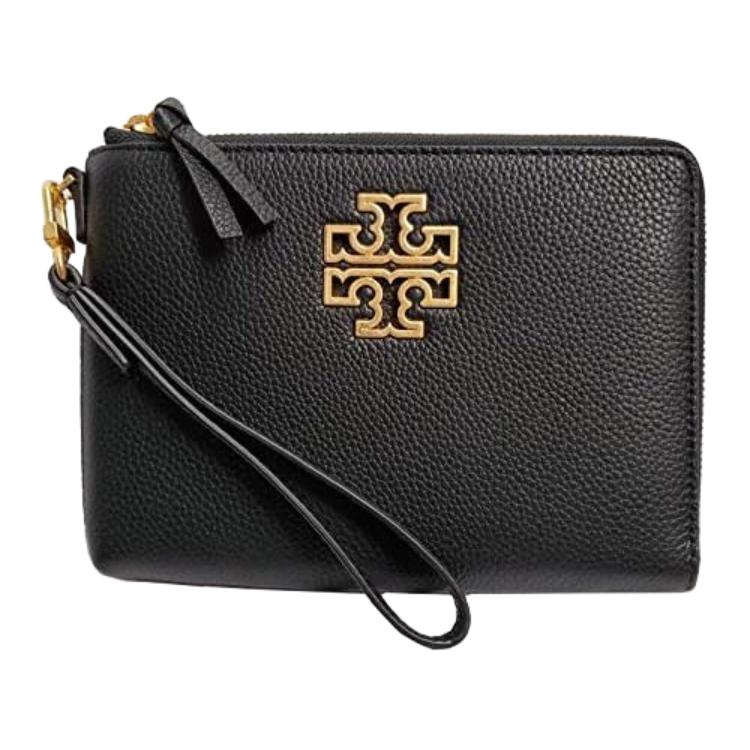 Tory Burch Britten Logo Leather Clutch Large Women clutch Black 145372-001 Basic Set BagDust Bag 27850₽