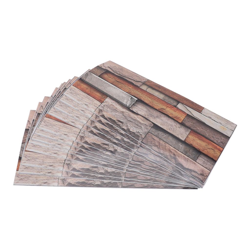 12pcs Tile Wall Sticker Thickened PVC Self Adhesive Waterproof Retro Brick Effect Wall Sticker for