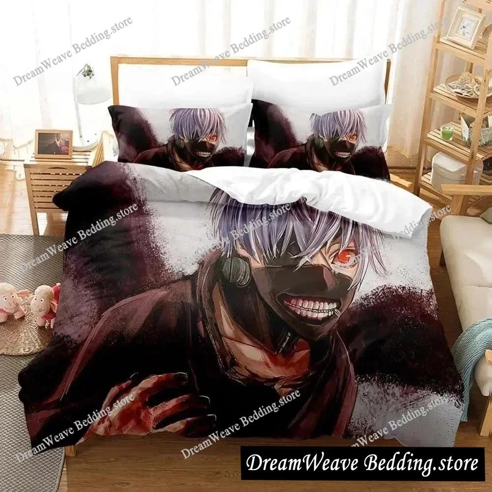 3D Print Anime Bed Sheet Set Tokyo Ghoul Bedding Set Single Twin Full Queen King Size Bed Set Aldult Kid Bedroom Quilt Cover963