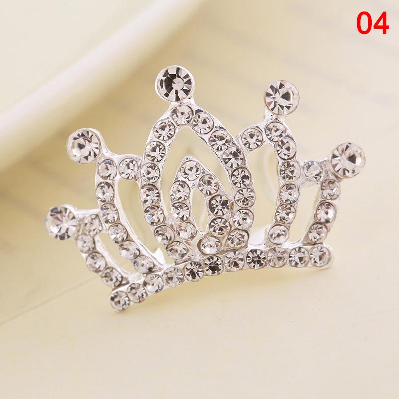 Girls Hair Accessories Mini Crown for Kids Bling Rhinestone Tiaras Hair Combs Princess Diadem Love Heart Shaped Headbands