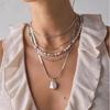 Vintage French Faux Pearl Layered Necklace For Women With Geometric Design And Style Accessory