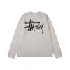 Mens Oversized Waffle Knit Long Sleeve Tee With Washed Print Soft Cotton Blend Winter Casual Wear