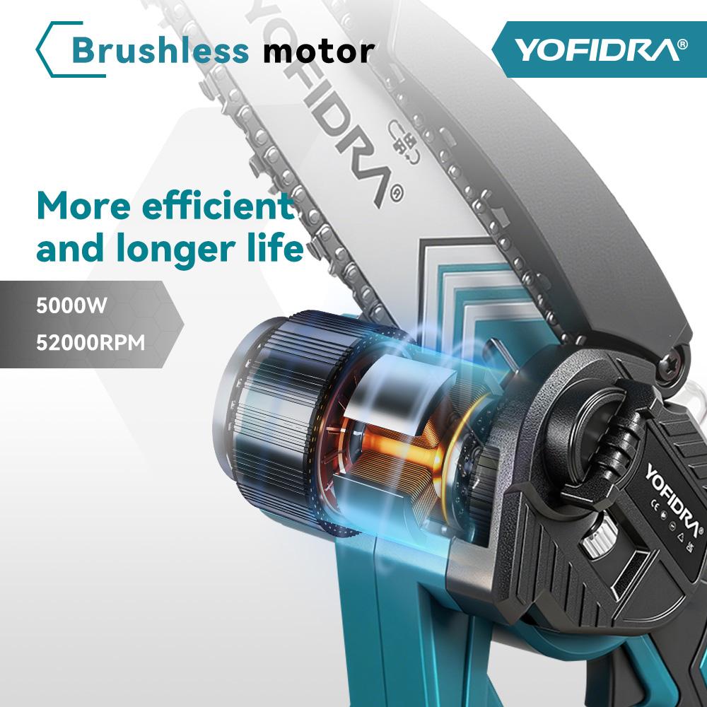 Yofidra Brushless 8Inch Telescoping Pole Electric Chainsaw High Branch Saw Garden Pruning Power Tool For Makita 18V Battery Pin