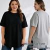 Übergröße Damen Sommer Strick T-Shirt 95% Baumwolle Locker Kurzarm Einfarbig
