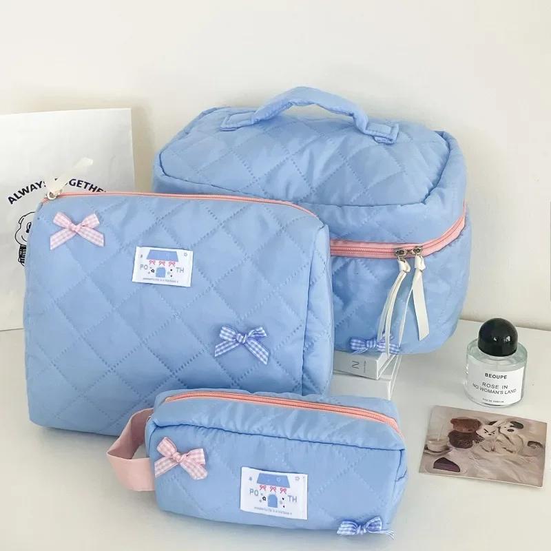 Nová módní motýlí dámská kosmetická taška Tote z bavlny, roztomilá přenosná kosmetická taška na úschovu líčení, čtvercová prošívaná taška na zip