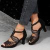 Summer Roman Women Shoes Fashion Stiletto Rhinestone Hollow Fish Closed Toe Sexy Dance Shoes Plus Size 43 Ladies Sandals