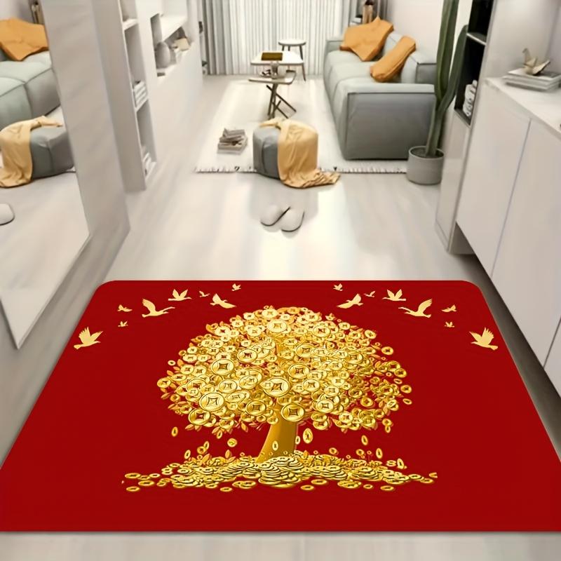 Gold Coin Tree Carpet - Lucky and Prosperous Design for Living Room, Bedroom, and Home Decor - Perfect for New Year Celebrations