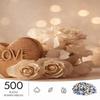 500pcs Jigsaw Puzzle Suitable for - Golden Heart LOVE Floral Art with Warm Light Background, Challenging Brain for Advanced Skill Levels, Portable Rec