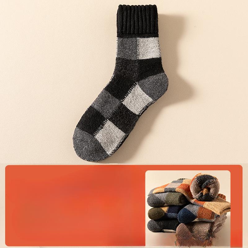 5 Pairs of Men's Autumn and Winter Thick and Velvet Warm Wool Ring Wool Tube Socks