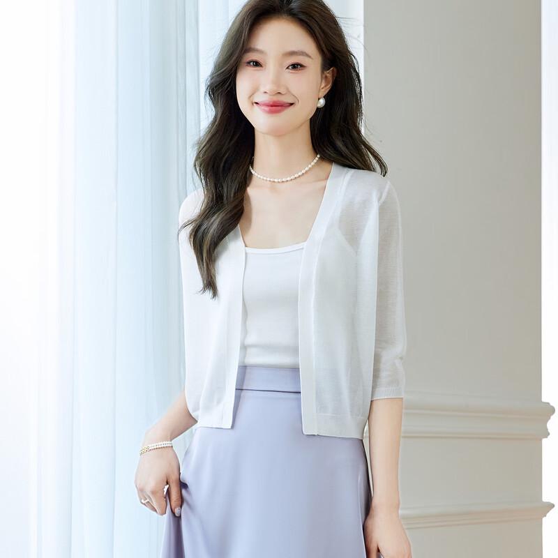 Srcr Damen Dünn gestrickter Cardigan aus Seidenmischung (Kurz)