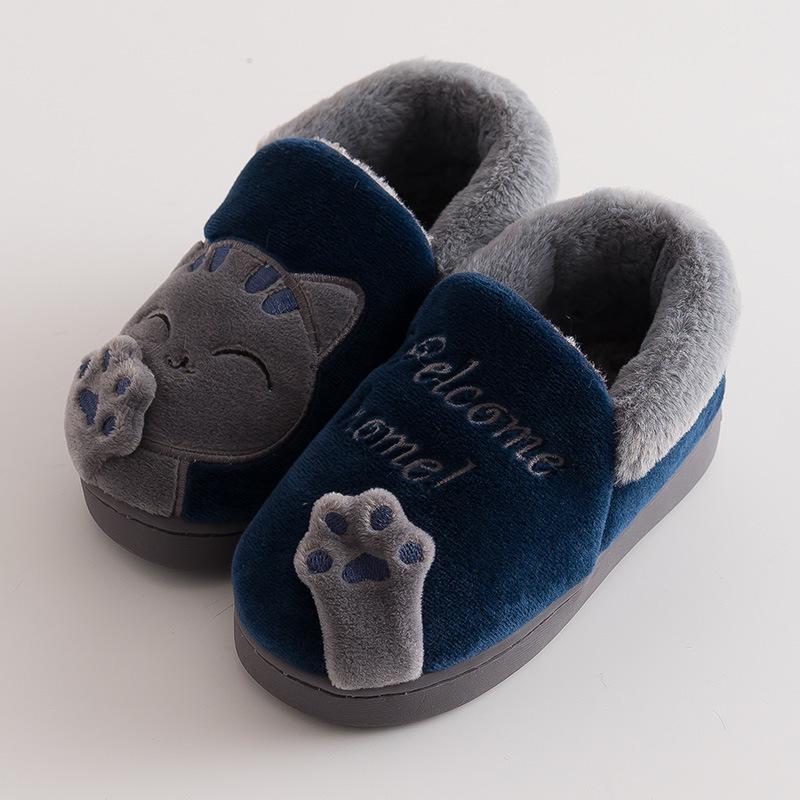 Children's Cartoon Cotton Slippers – Warm Indoor Shoes for Boys and Girls, with Heels for Autumn and Winter