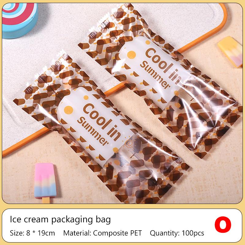

100Pcs Cartoon Food Grade Ice Cream Bags Disposable Self Sealing Bag Popsicle Protective Cover Storage Bag Packing Bag