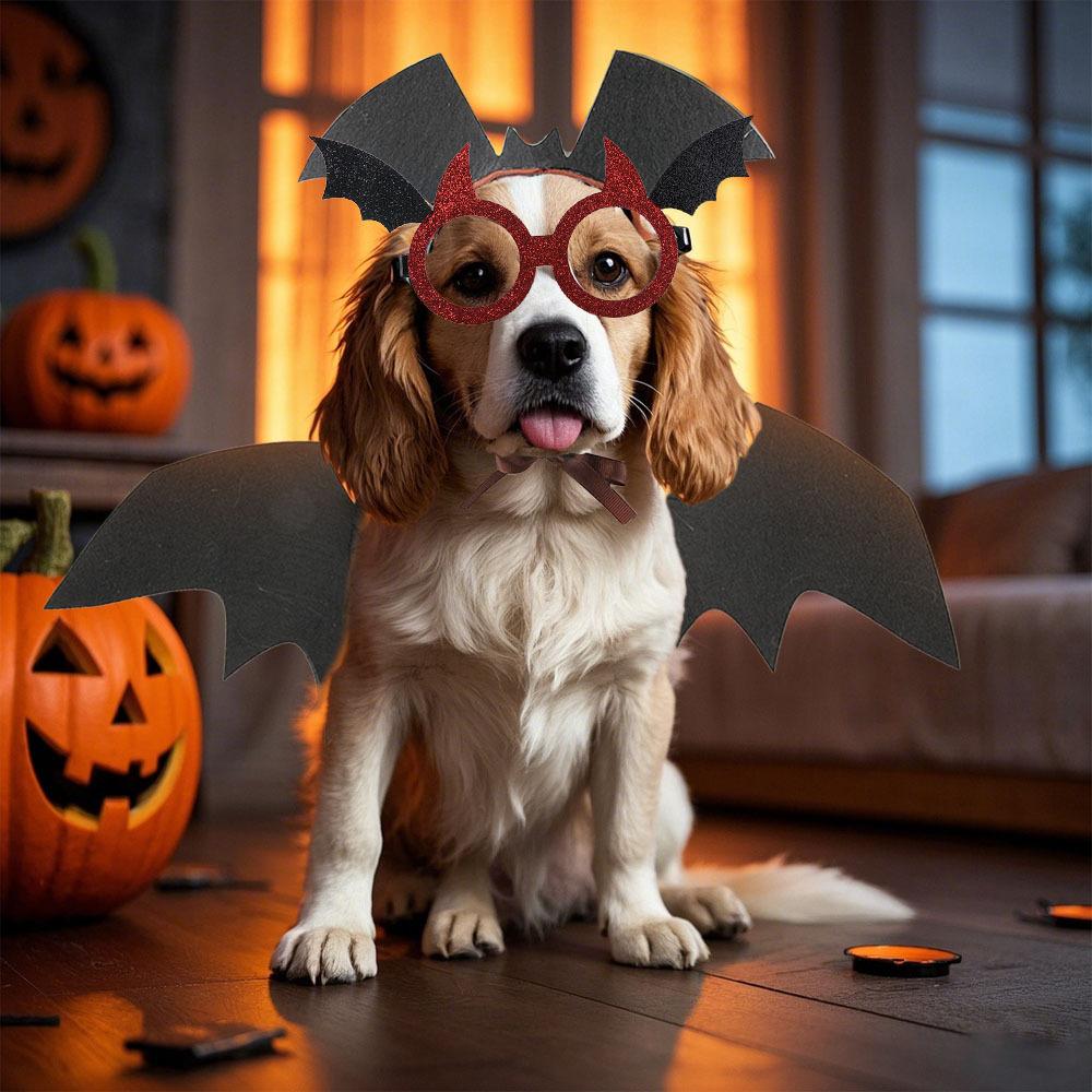 Cat Halloween Headwear Pet Bat Wings Dress Up Halloween Atmosphere Dress Up Pet Bat Set
