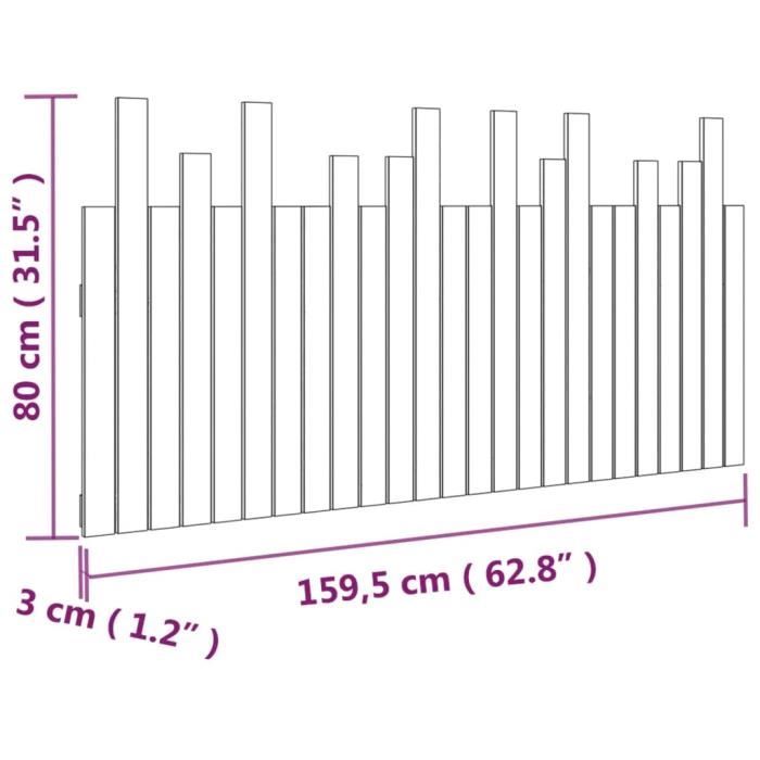 VidaXL Tête de lit murale 159,5x3x80 cm Bois massif de pin 824798