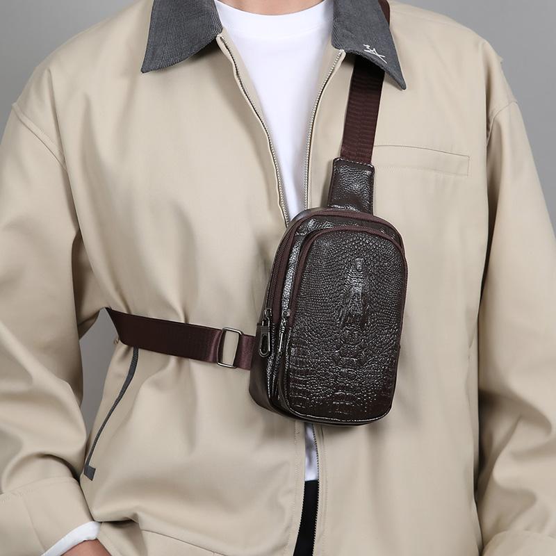 Versatile PU Leather Chest Bag - Professional Chest Sling for Work, Travel & Outdoor Activities (Fits Phone & Essentials)