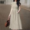 ZANZEA Rochie de vară casual pentru femei, cu gât rotund, mânecă scurtă și dungi