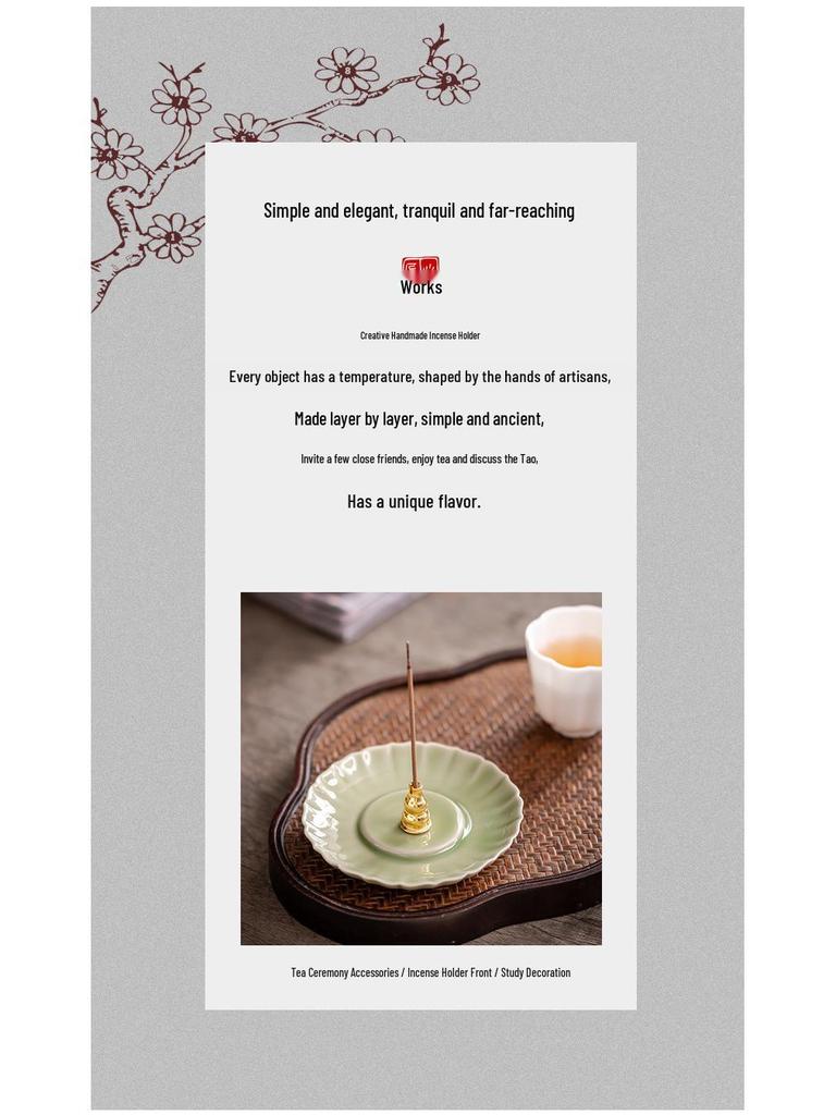 Song Qing Minimalist Ceramic Stick Incense Holder – Chinese Style High-End Creative Desktop Ornament