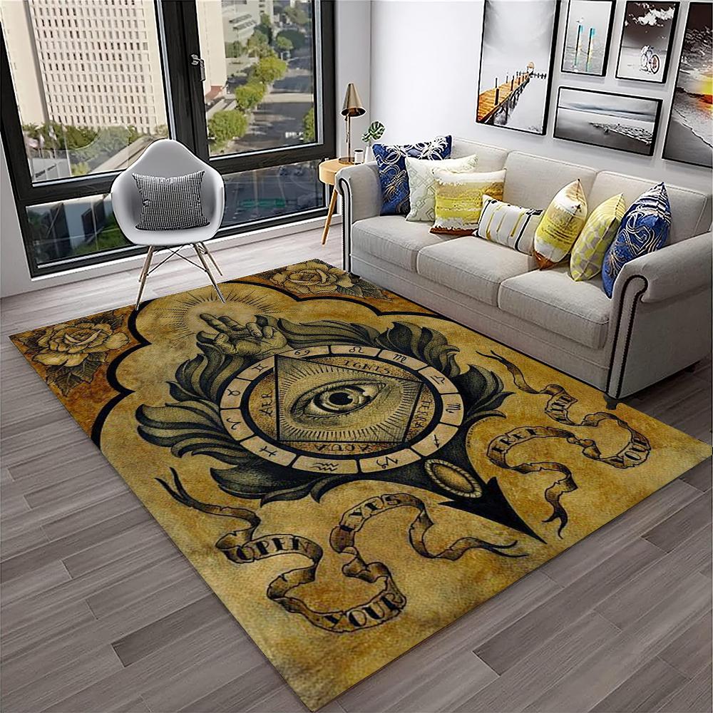 Metselaars Vrijmetselarij Illuminati Ring Tapijt Vloerkleed voor Thuis Woonkamer Slaapkamer Bank Deurmat Decor, Kinderkamer Vloerkleed Antislip Vloermat
