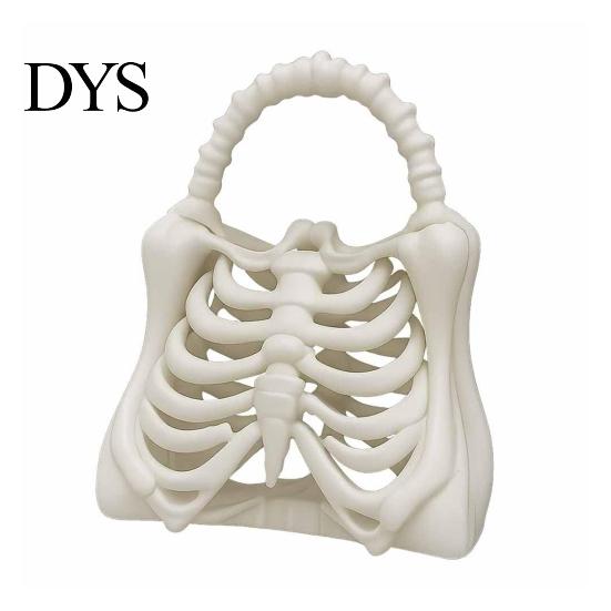 Skeleton Handbag Gothic Ribcage Bone Bag Spooky 3D Printed Lightweight Purse Anatomical Dark Aesthetic Accessory for Halloween Party Unique Design