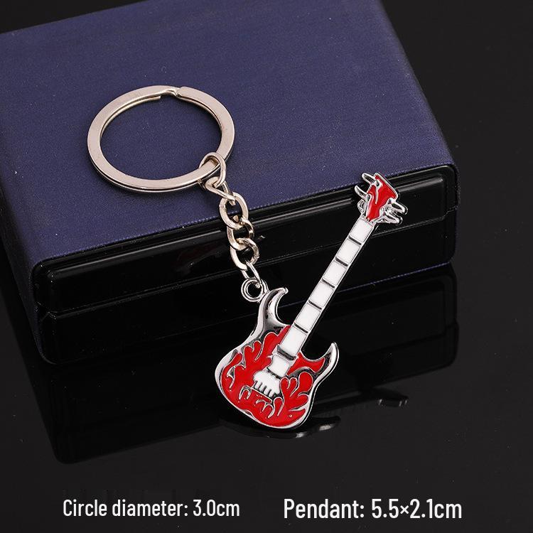 European & American Rock Guitar Keychain: Hip Hop Drip Oil Alloy Pendant Charm for Women's Bags