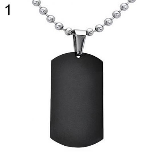 Herr Damer Punk Mode 316L Rostfritt Stål Polerad Rektangulär Dog Tag Halsband