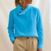 Women Tops Stand Collar Bevel Button Neckline Long Sleeve Pullover Tops Solid Color Loose Fit Casual Tops Work Party Daily Wear