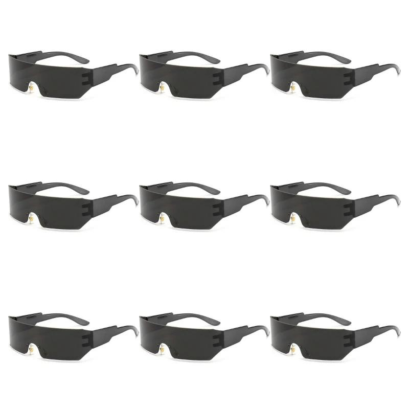 9PCS Sunglasses Popular Hip Hop Eyewear Street Retro Sun Shade Sunglasses Men and Women Sports Outdoor Sunglasses