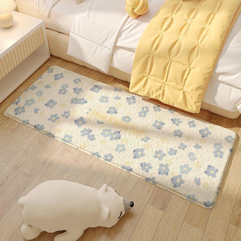 Ins Wind Imitation Cashmere Carpet Bedroom Bed Blanket Children's Room Long Foot Mat Can Sleep and Sit Cushion Non-slip Floor Mat