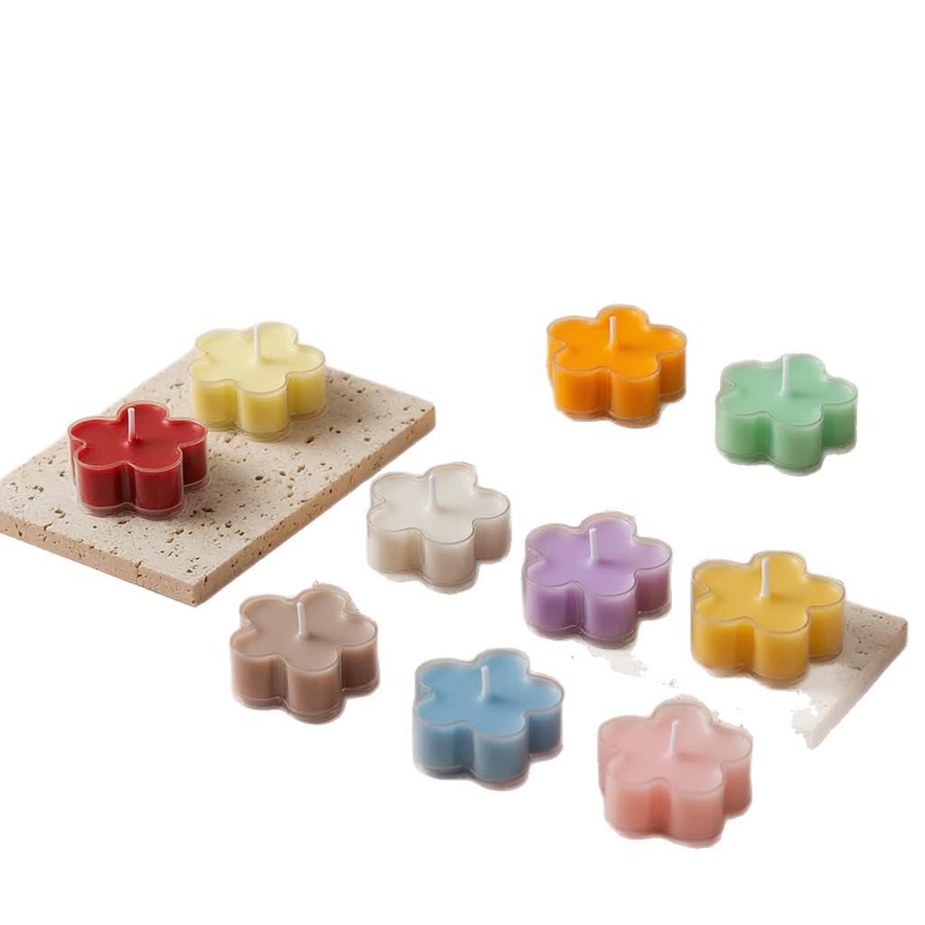 Colorful Flower-Shaped Tea Light Scented Candles - Creative Souvenir & Home Decoration for Birthdays