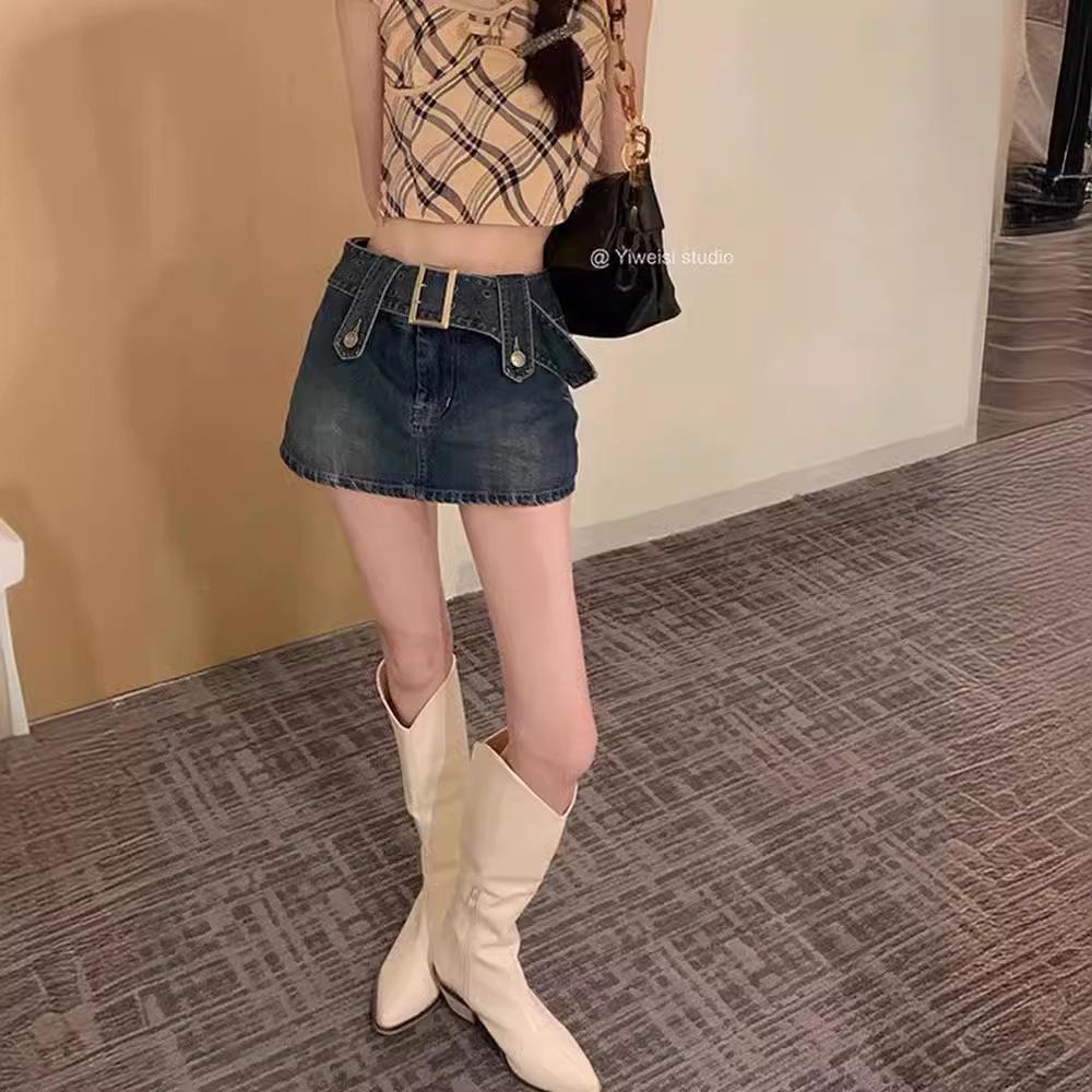 Women's High-Waisted Denim Midi Skirt: Retro, Anti-Exposure, Bodycon Style