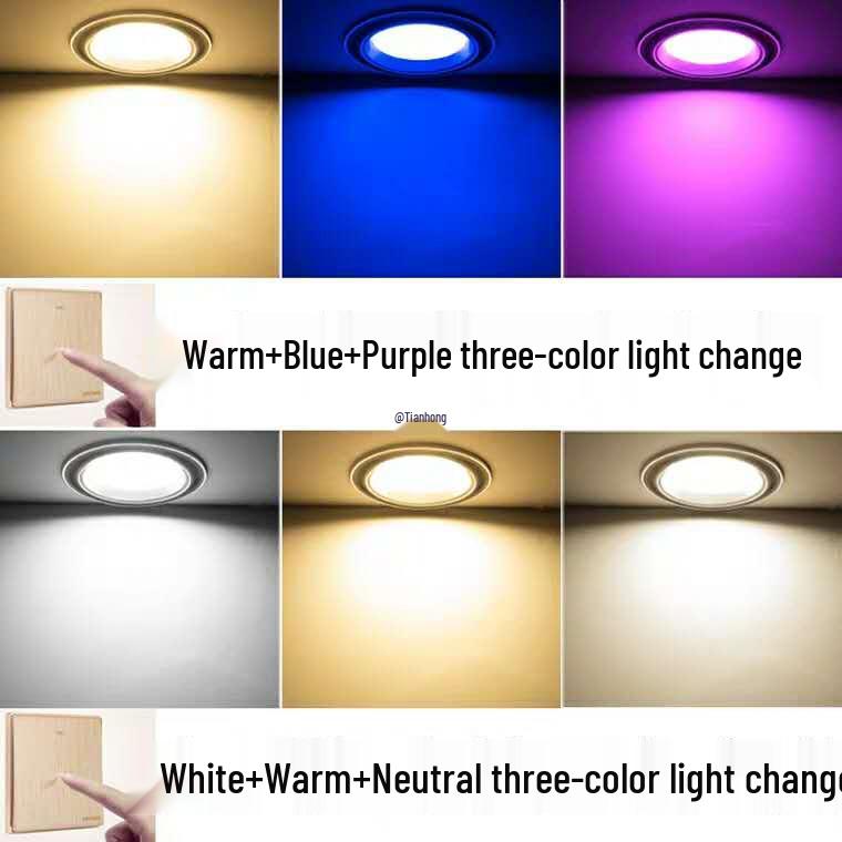 7.5-Inch Recessed Ceiling Downlight with 3-Color Dimming for Living Room