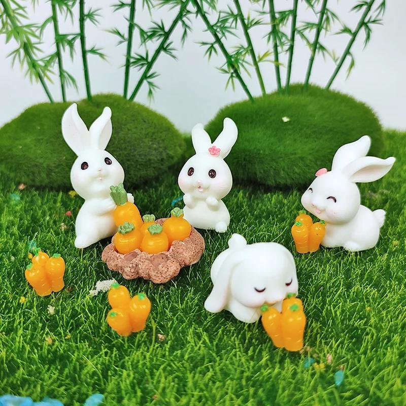 2025 Wielkanoc Słodkie Króliki Zajączek Marchewka Miniaturowa Figurka DIY Krajobraz Ozdoba Domowa Doniczkowa Dekoracja Ciasta Zwierzęce Akcesoria