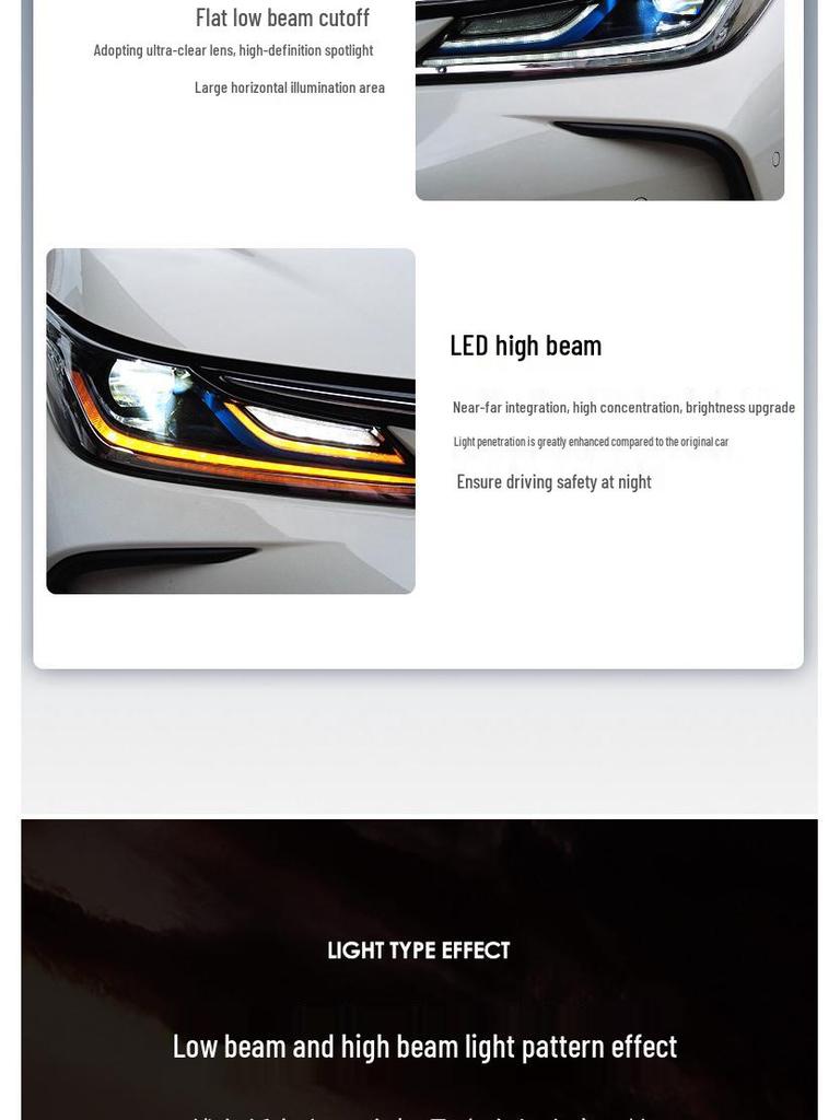 Compatible with 2019-2022 Corolla: Bi-Beam LED Streamer Lens Headlight Assembly