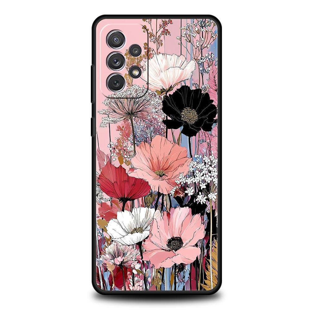 Oil Painting Flowers Pattern Design Phone Case for Samsung Galaxy A55 A35 A15 A14 A13 A25 A54 A51 A71 A72 A73 A32 A41 Soft TPU