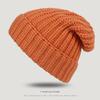 Big Head Siding Wool Hat Women Loose Warm Pile Knitted Hat Cold Hat Big Face Showing Small Knitted Ear Protection Hat