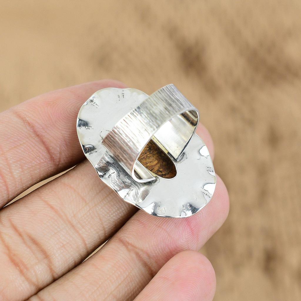 Geburtstagsgeschenk für sie Natürlicher Mariam Jaspis Versprechensring Größe 8.25 925 Silber