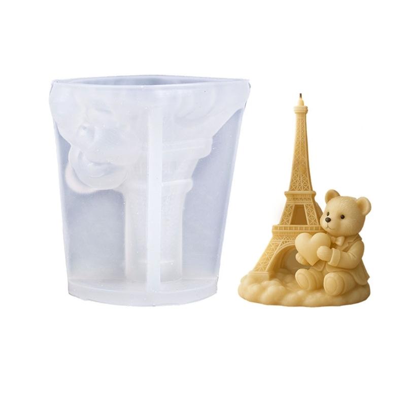 Moldes de Silicone para Velas Urso Amor Torre Resistente ao Calor Fácil Desmoldagem Para Fazer Velas Sabão Presente Dia dos Namorados