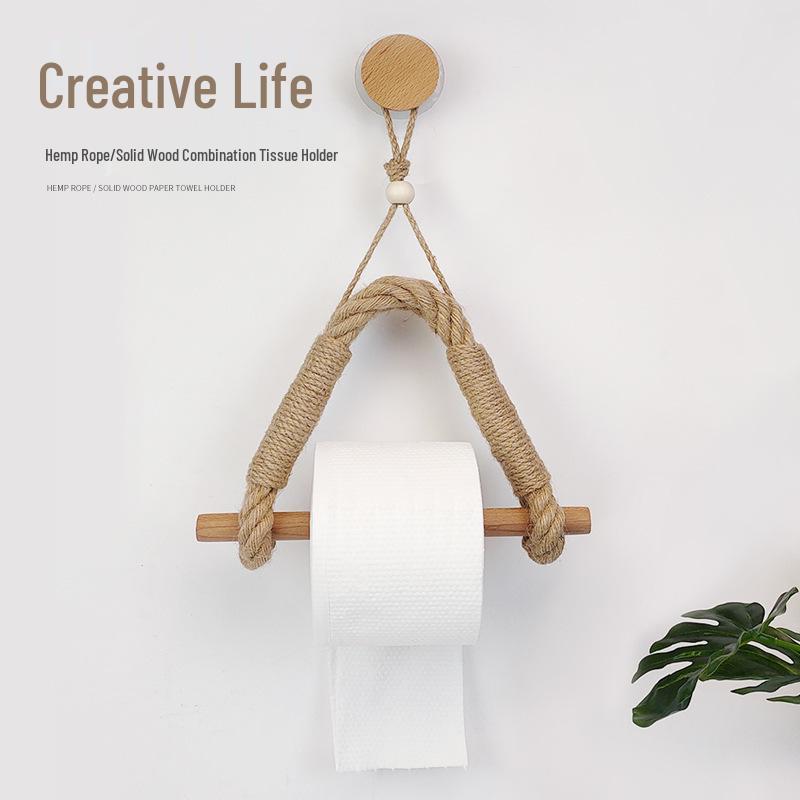 Handgeweven Punch-Free Hennep Touw Toiletpapierhouder Doos
