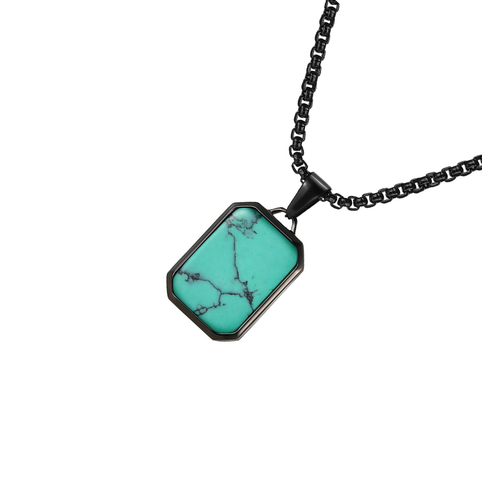 

Геометрическое ожерелье из нержавеющей стали, ожерелье с прямоугольной подвеской, каменное шейное украшение, цепочка-ожерелье, подходит для мужчин 1