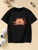Cute Capybara  Floral Print Fashion Short Sleeve T Shirts Kids Childrens Tshirt Boys Girls Summer Spring Casual Top Tee