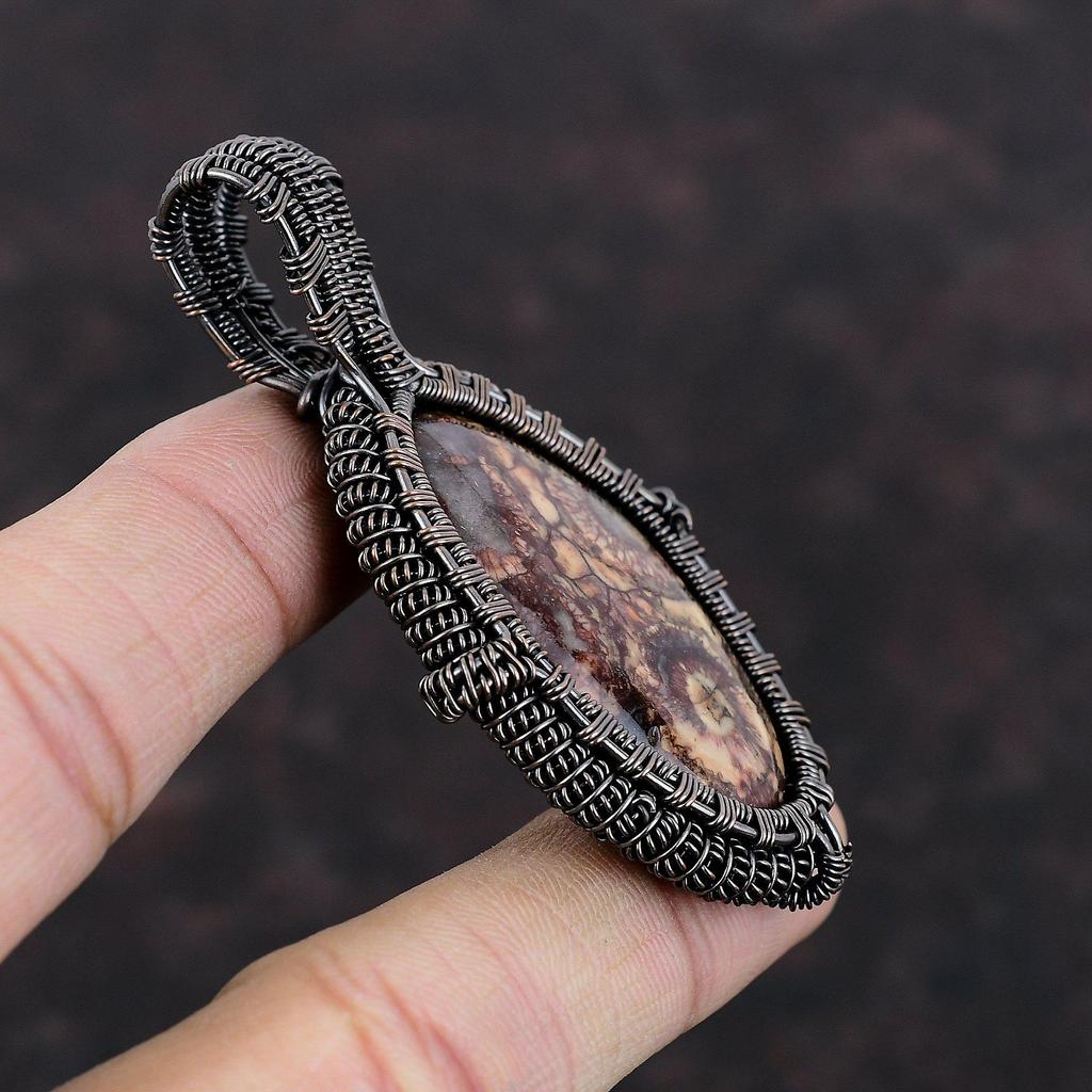 Birds Eye Jasper Pendant Copper Wire Wrapped Pendant Beautiful Copper Jewelry Handmade Gemstone Pendant Wire Wrapped Jewelry Engagement Gift